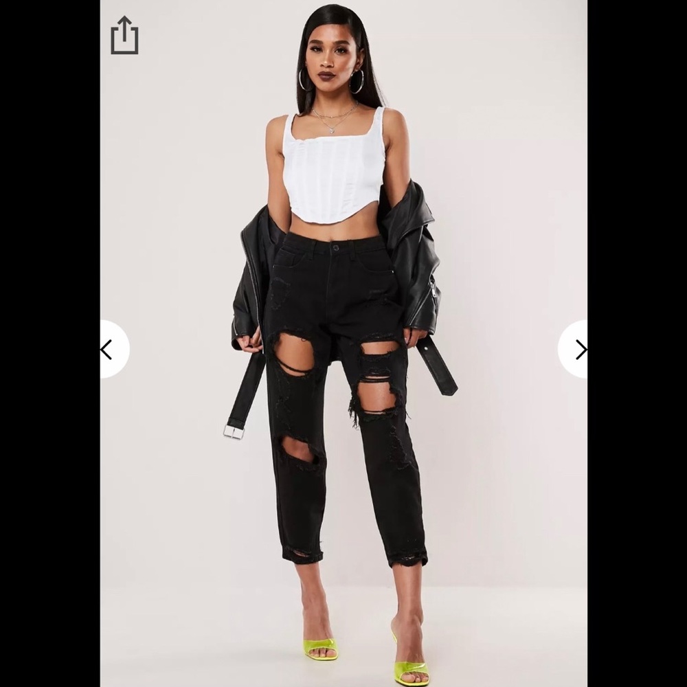 Missguided petite riot ripped mom jeans
